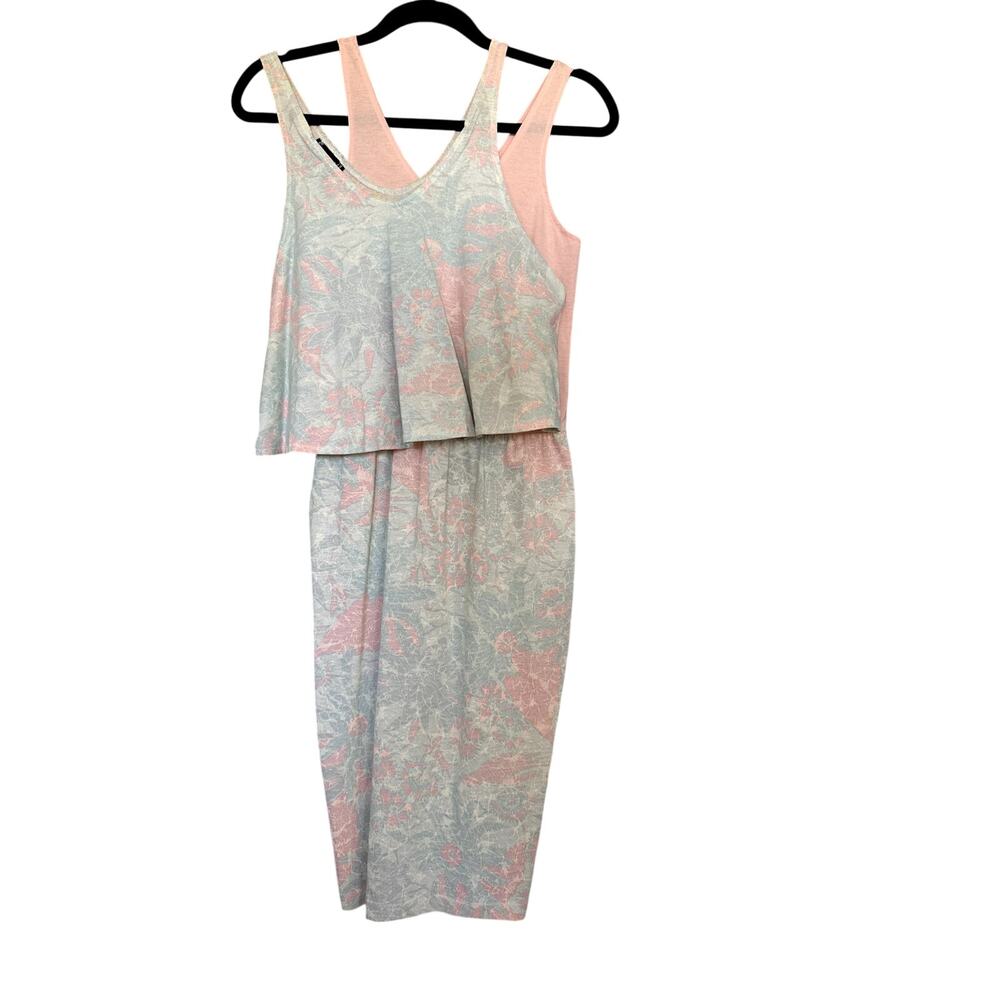 Vintage Timely Trends 2 Piece Dress Set Pink Tank Dress Crop Top Floral 80s 90s